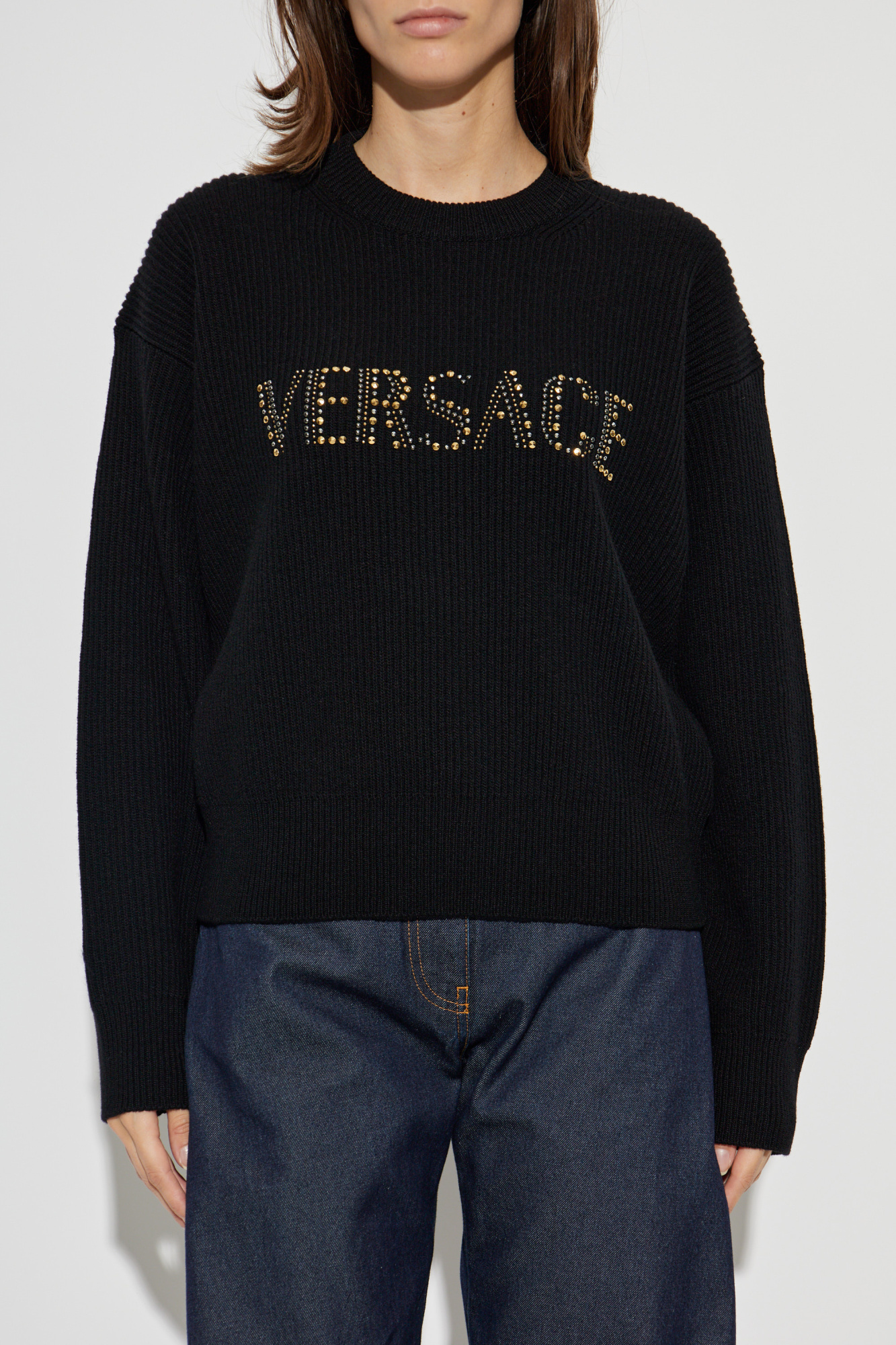 VERSACE ブラック スウェット TAYLOR FIT レディース デザイナー スウェットシャツ & パーカー